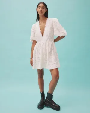 Alemais Iggy Embroidered Mini Dress Cream Size 14