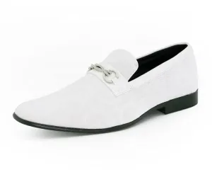 Amali Throne White Men’s Velvet Loafers With Paisley Pattern