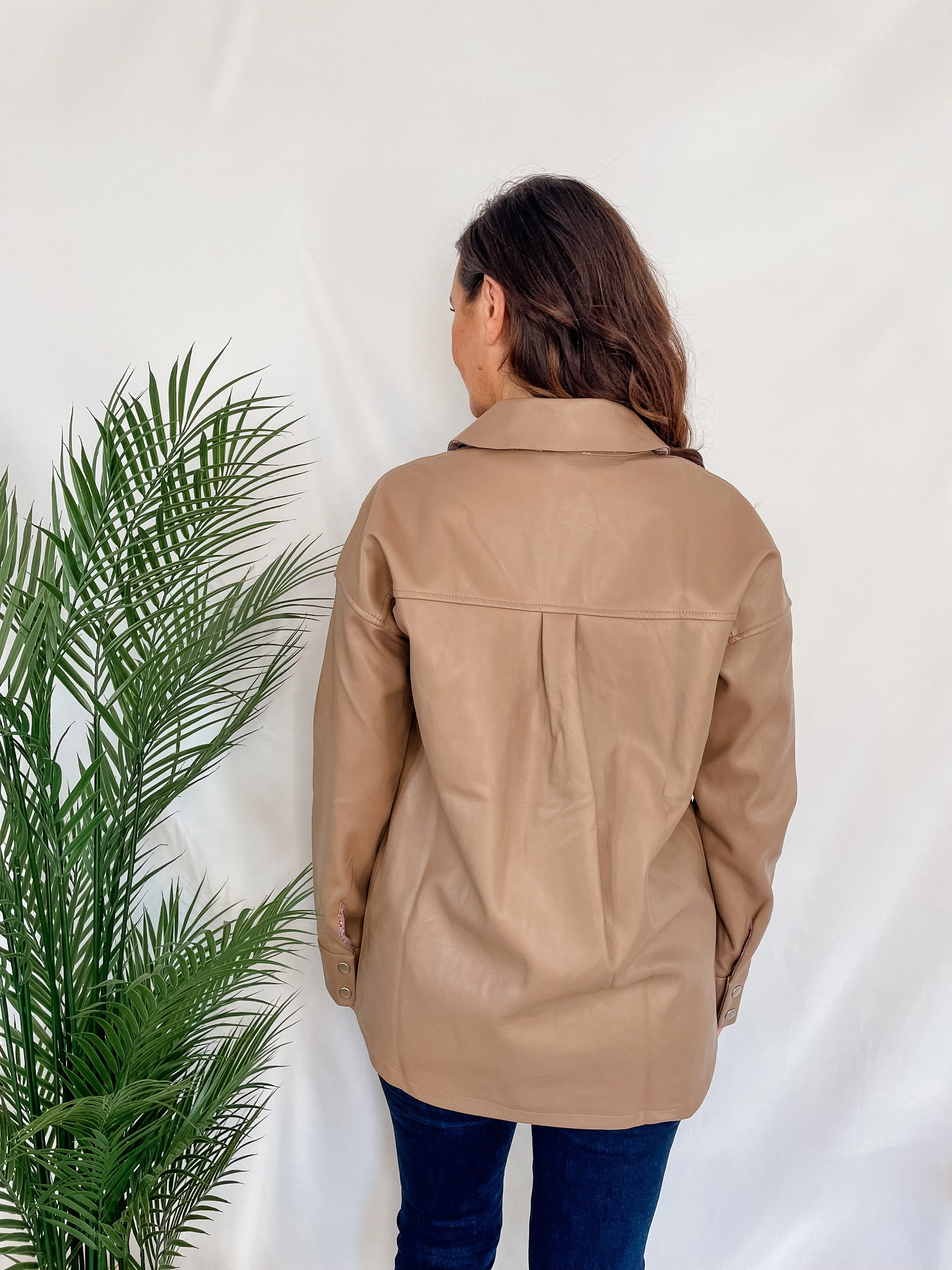 Babe In Beige Leather Shacket