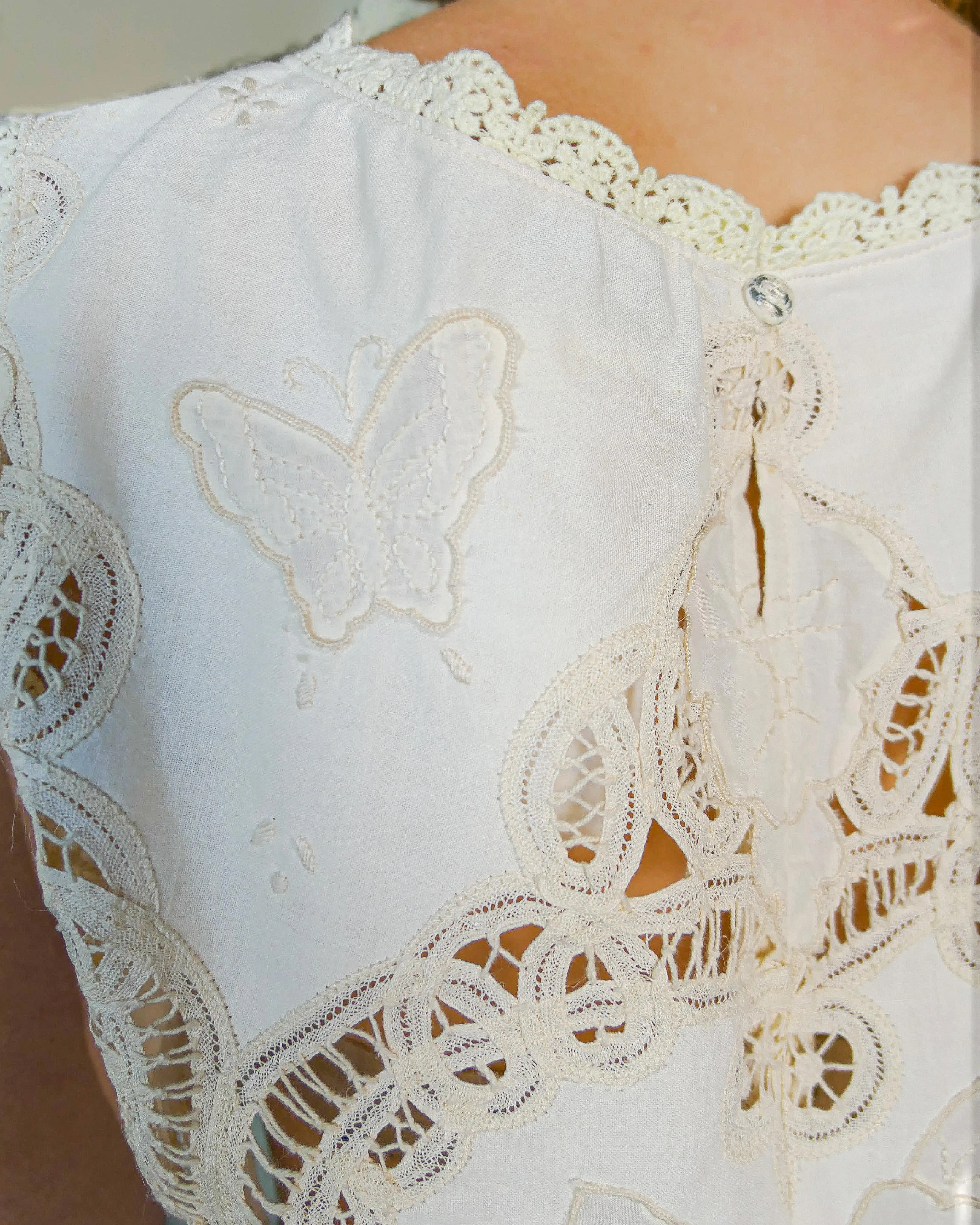 Battenberg Lace Butterfly Motif Crop Tank Top