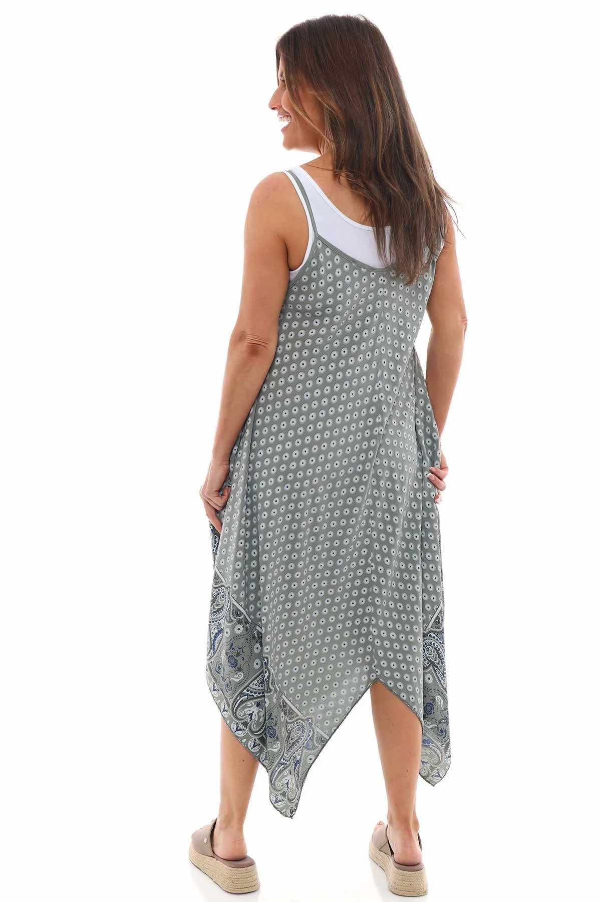 Bliss Daisy Pattern Dress Khaki