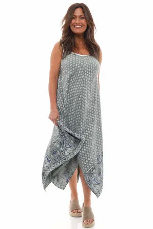 Bliss Daisy Pattern Dress Khaki