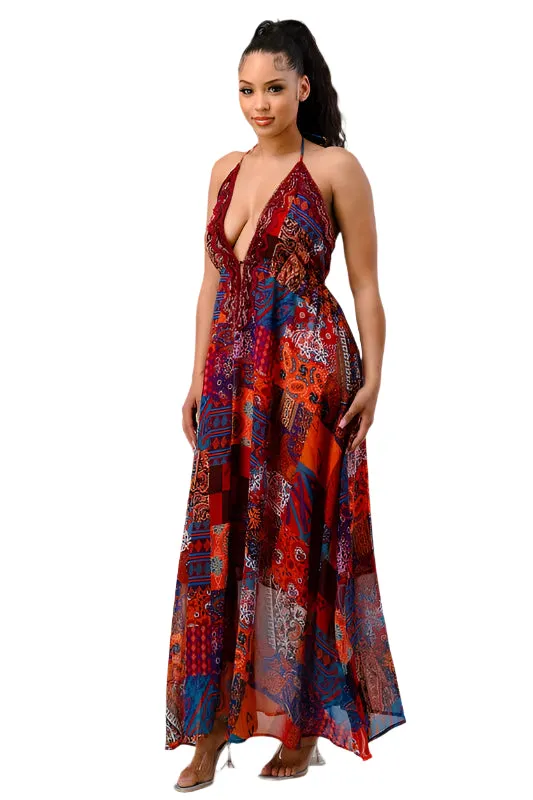 Boho Babe- Sleeveless Maxi Dress
