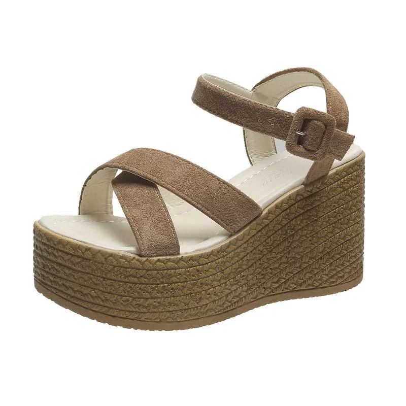 Boho Espadrille Wedge Ankle Strap Sandal