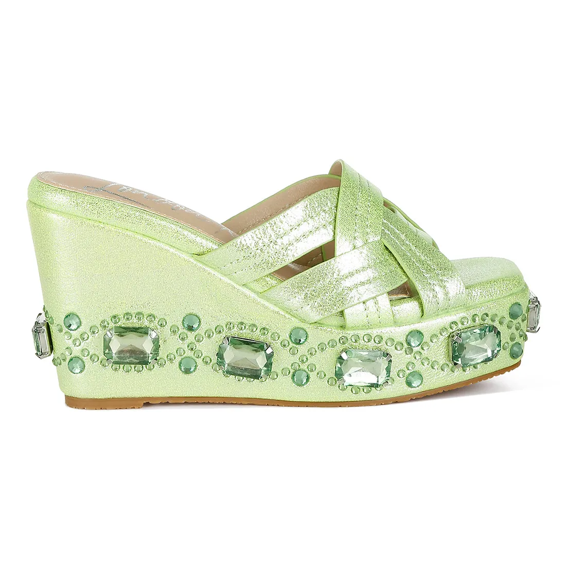Chunky Diamante & Rhinestone Cut-Out Sandals