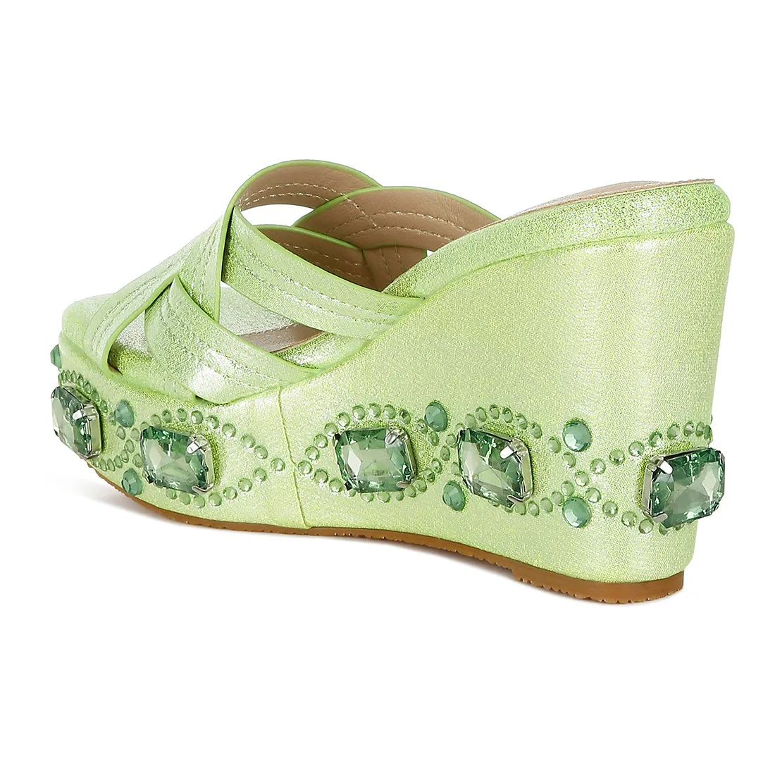 Chunky Diamante & Rhinestone Cut-Out Sandals