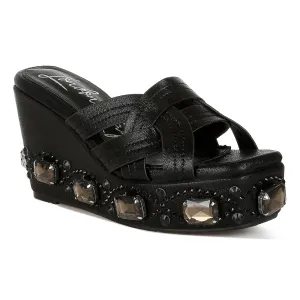 Chunky Diamante & Rhinestone Cut-Out Sandals