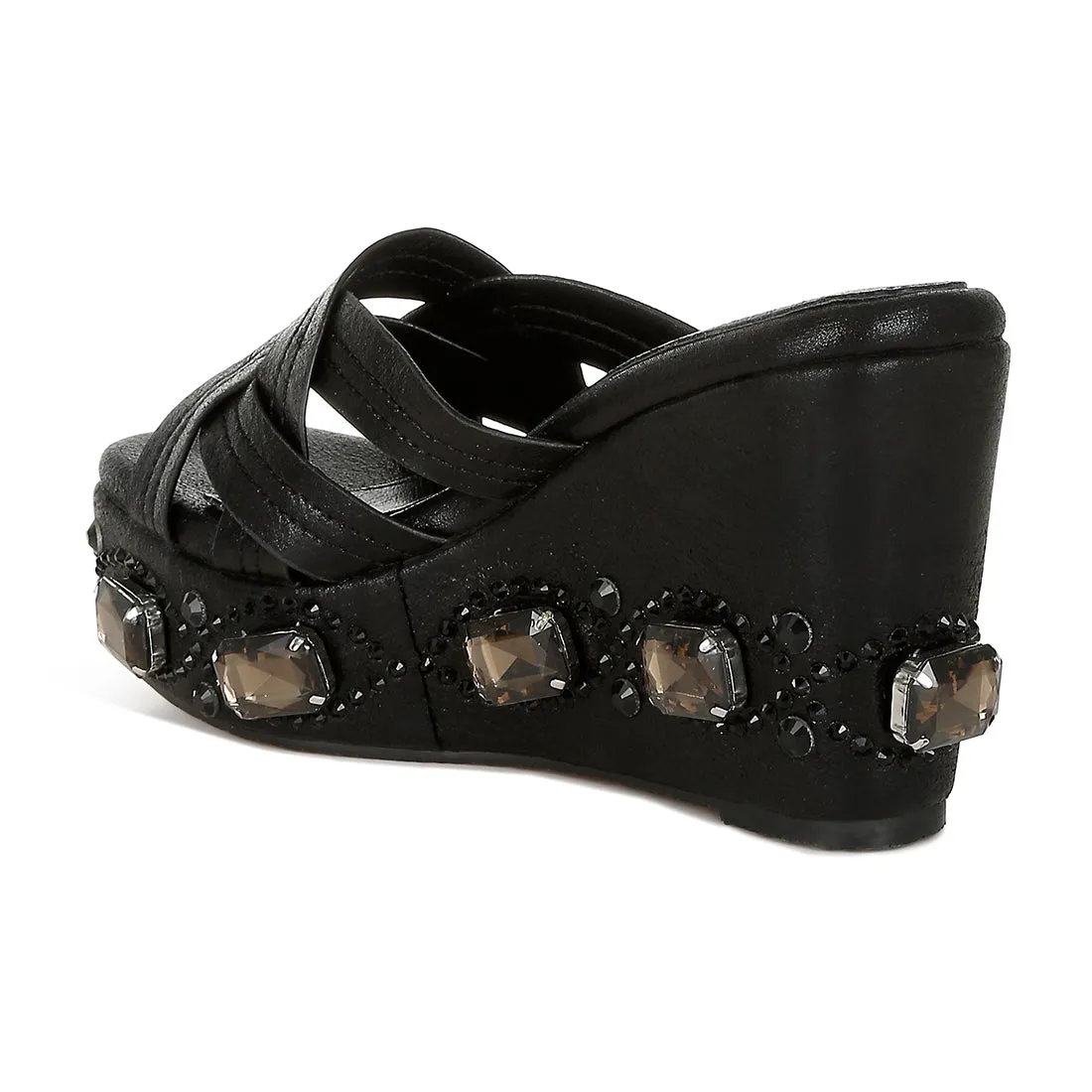 Chunky Diamante & Rhinestone Cut-Out Sandals