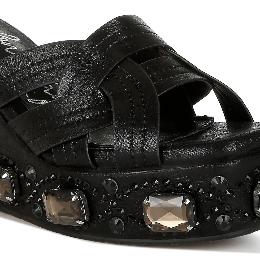Chunky Diamante & Rhinestone Cut-Out Sandals