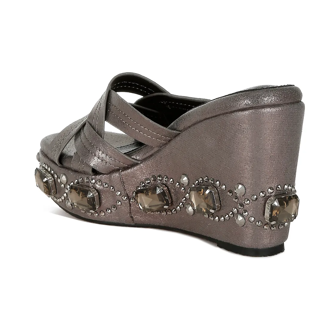Chunky Diamante & Rhinestone Cut-Out Sandals