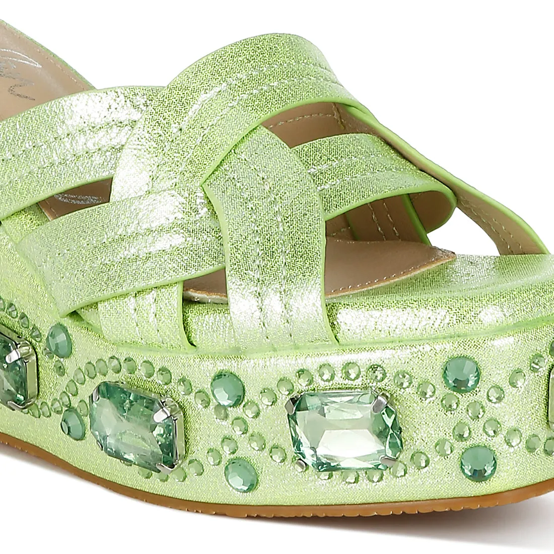 Chunky Diamante & Rhinestone Cut-Out Sandals