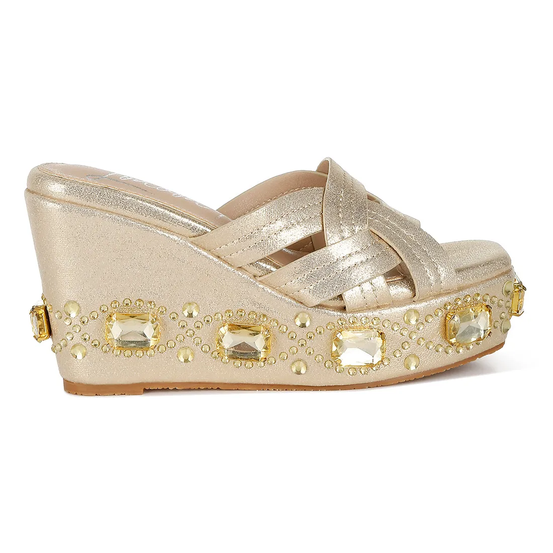 Chunky Diamante & Rhinestone Cut-Out Sandals