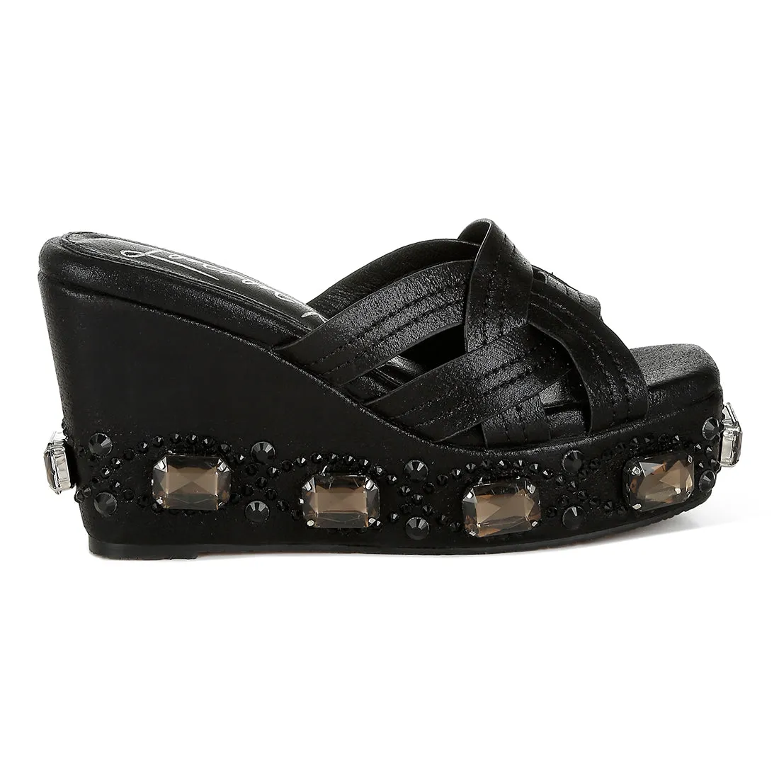 Chunky Diamante & Rhinestone Cut-Out Sandals