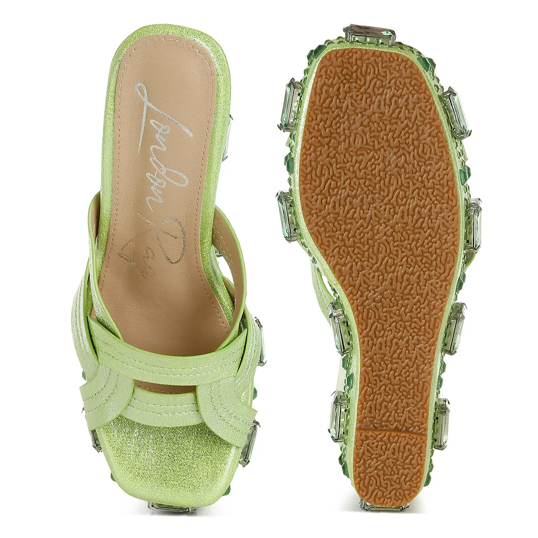 Chunky Diamante & Rhinestone Cut-Out Sandals