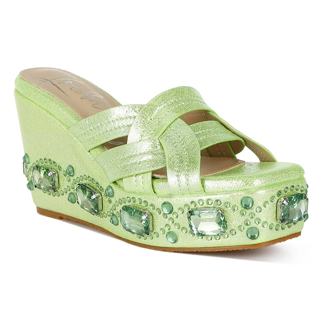 Chunky Diamante & Rhinestone Cut-Out Sandals
