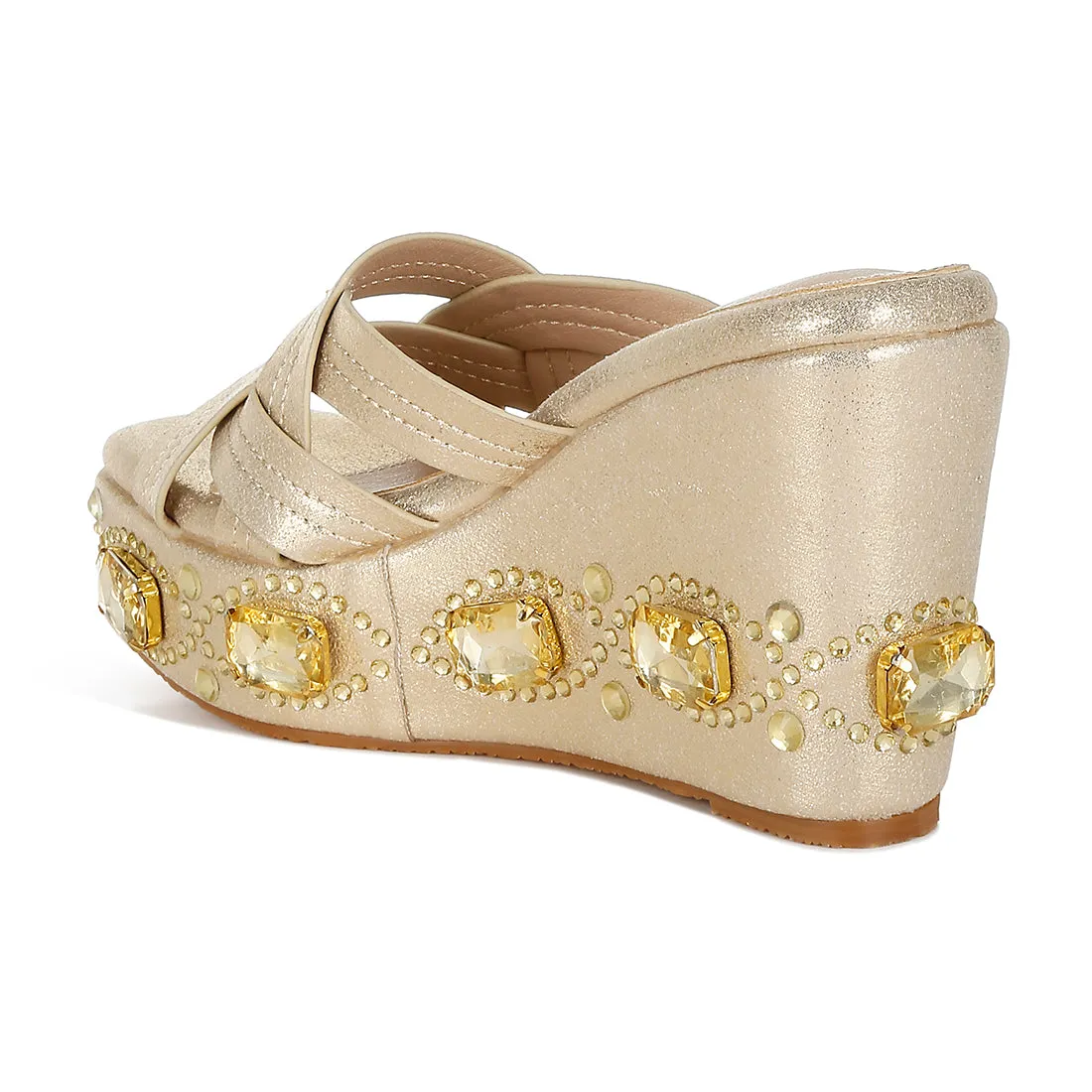 Chunky Diamante & Rhinestone Cut-Out Sandals