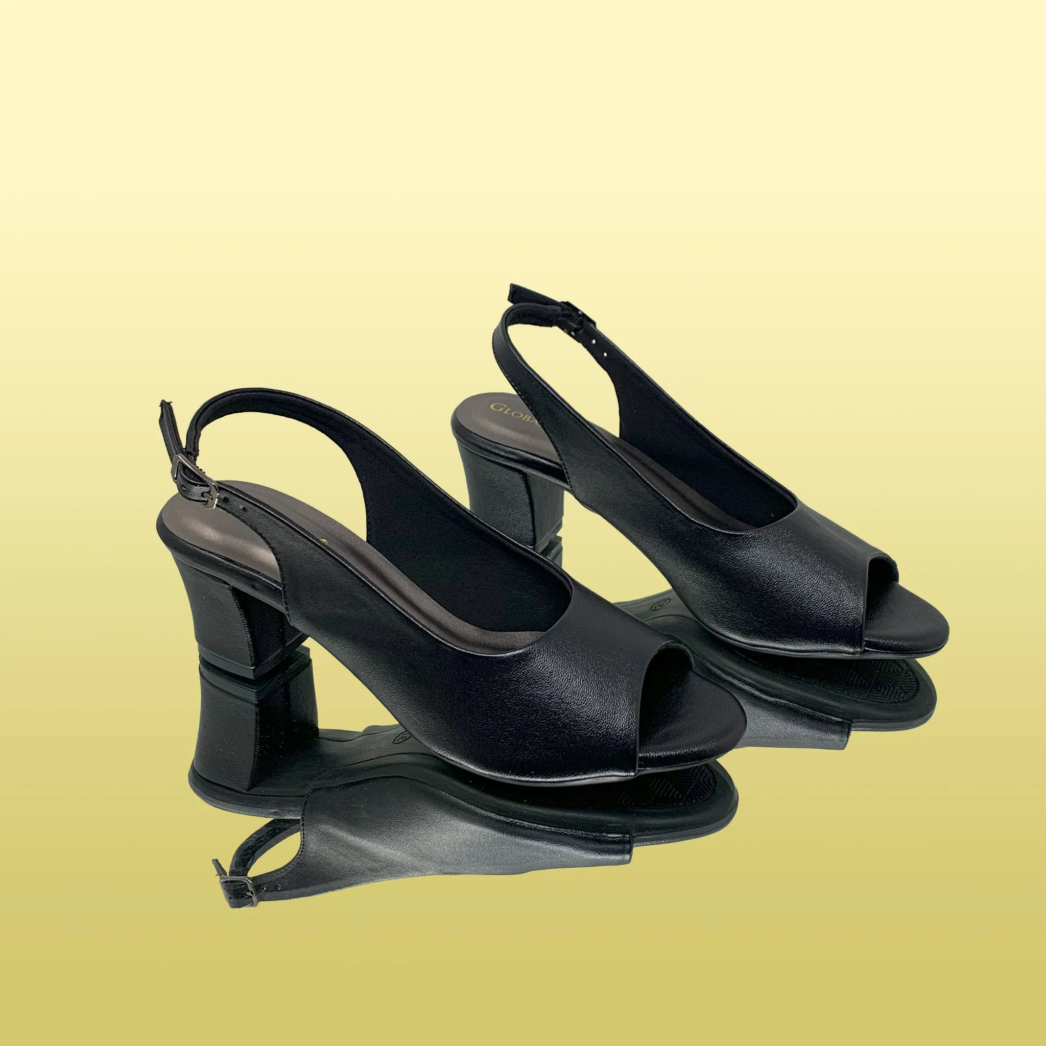 Classic Black Peep-Toe Slingback Heels