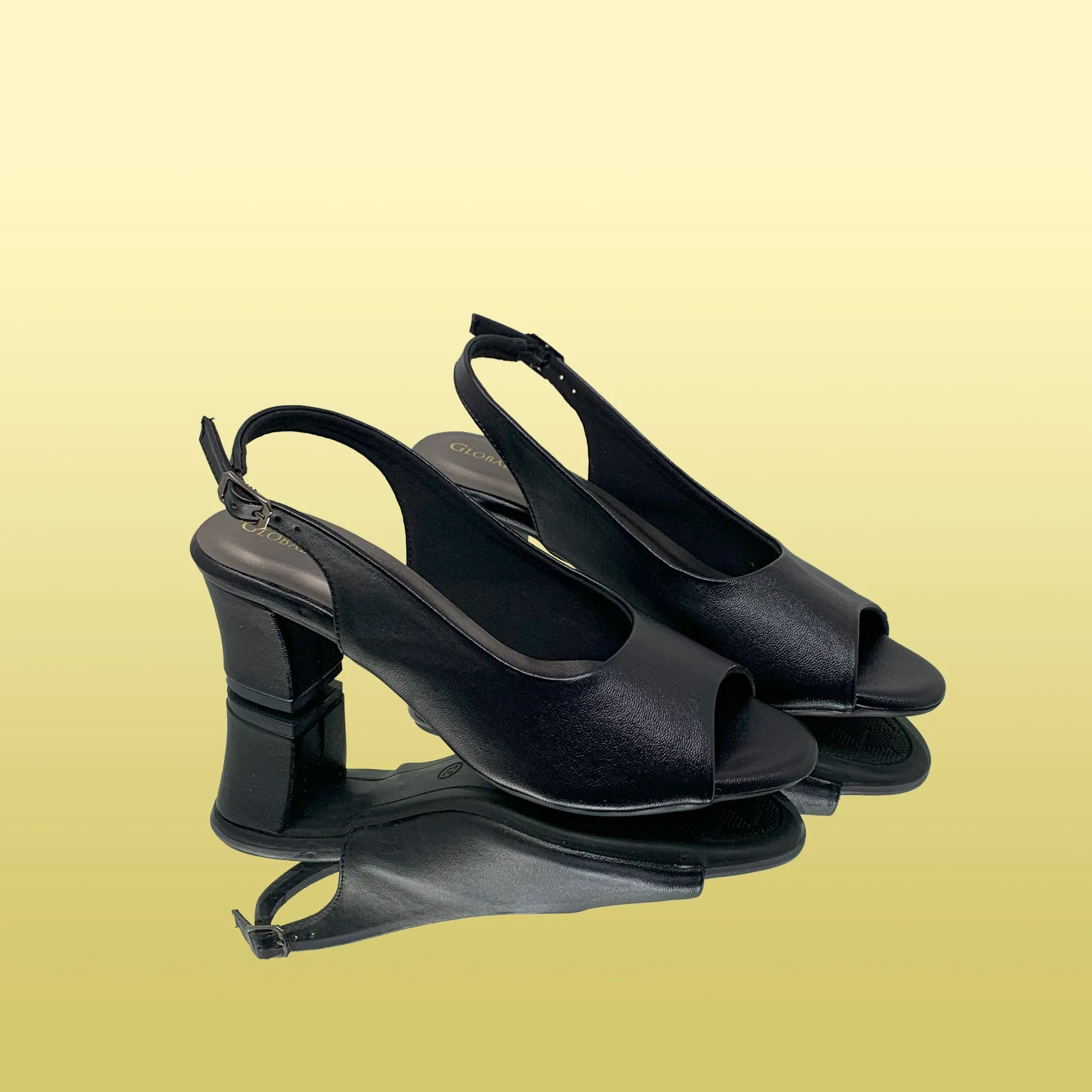 Classic Black Peep-Toe Slingback Heels