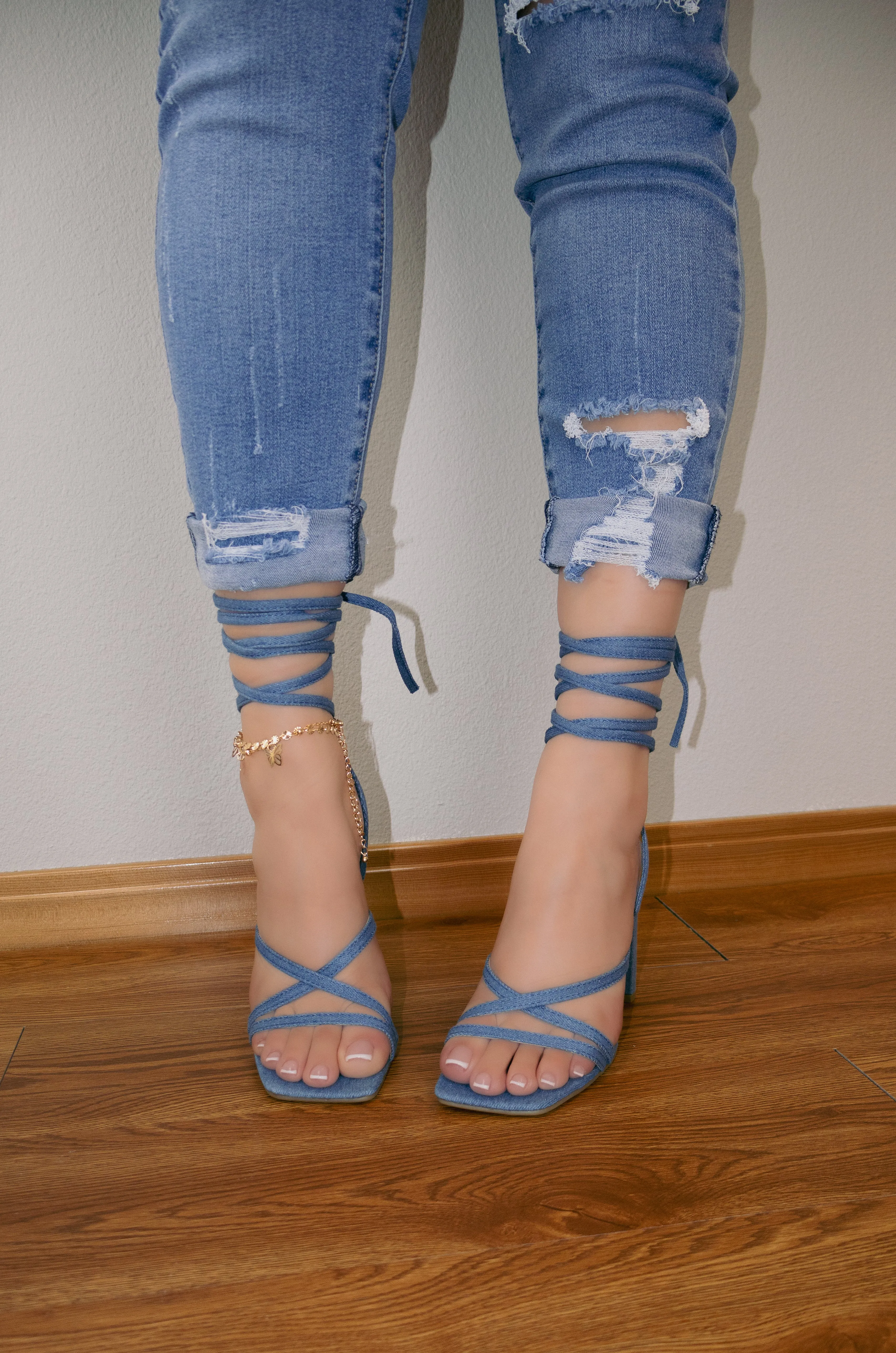 Dakota - Square Toe Lace Up High Heels