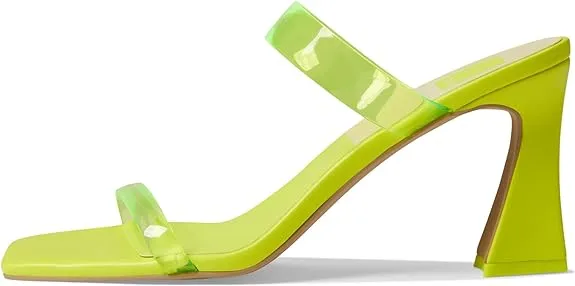 Dolce Vita Novah Neon Lime Vinyl Slip On Squared Open Toe Spool Heeled Sandals