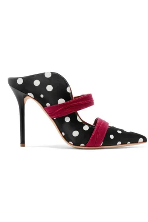   Emanuel Ungaro Maureen 100 satin-trimmed polka-dot faille mules