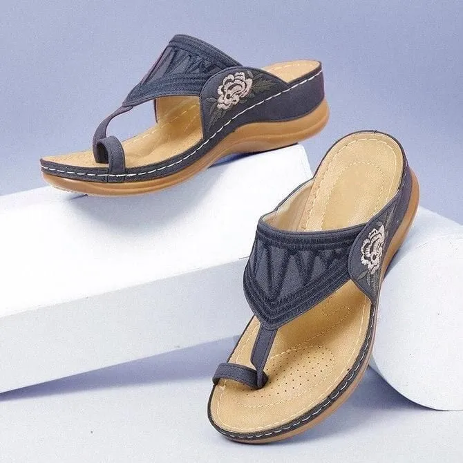 Embroidered Open Toe Sandals