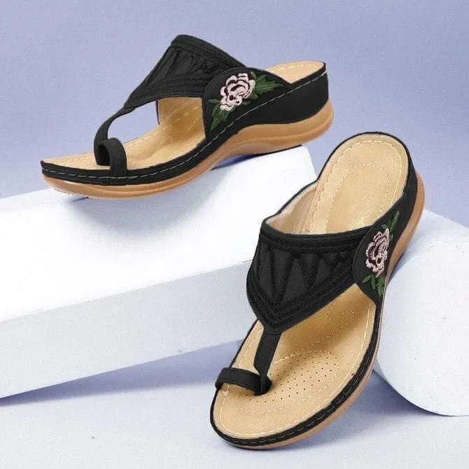 Embroidered Open Toe Sandals
