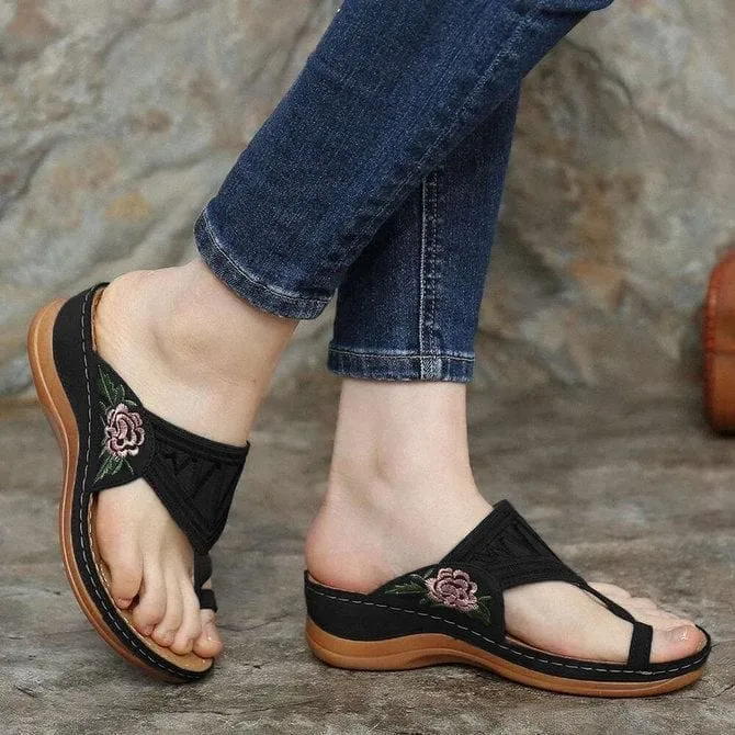 Embroidered Open Toe Sandals