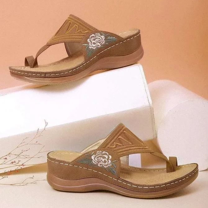 Embroidered Open Toe Sandals