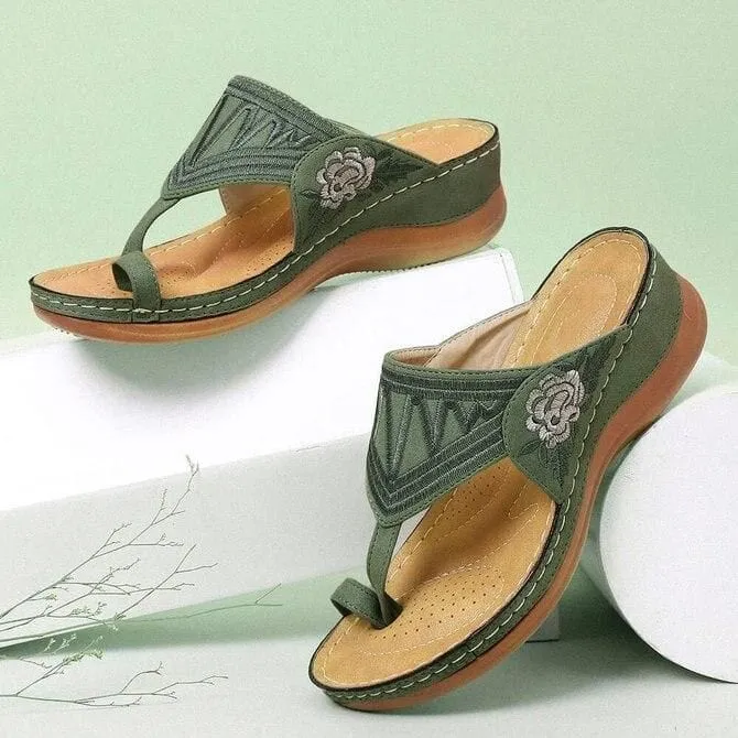 Embroidered Open Toe Sandals