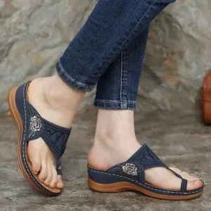 Embroidered Open Toe Sandals