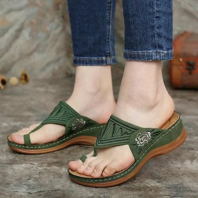 Embroidered Open Toe Sandals
