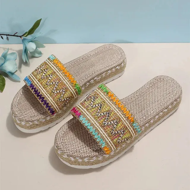 Ethnic Style Platform Slippers