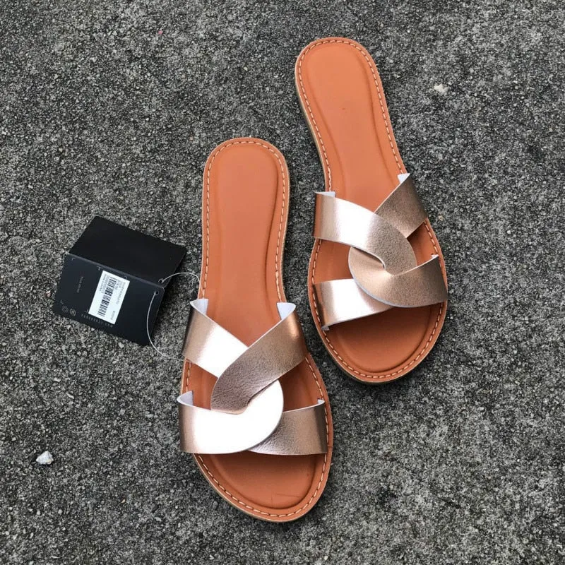 Faux Leather Interlocking Sandals