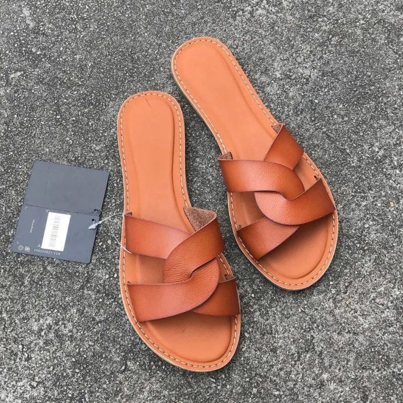 Faux Leather Interlocking Sandals