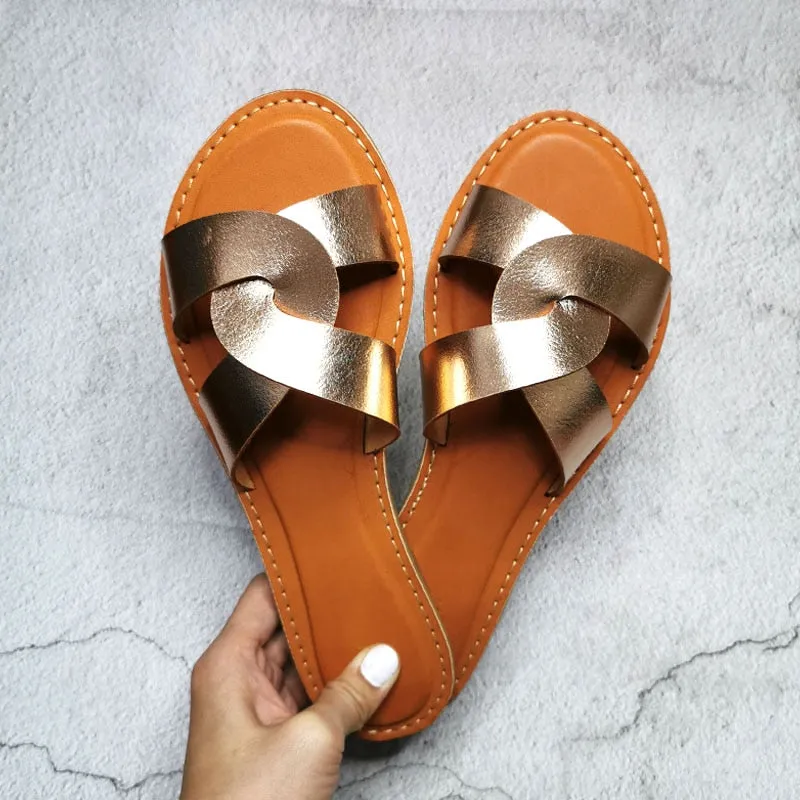 Faux Leather Interlocking Sandals