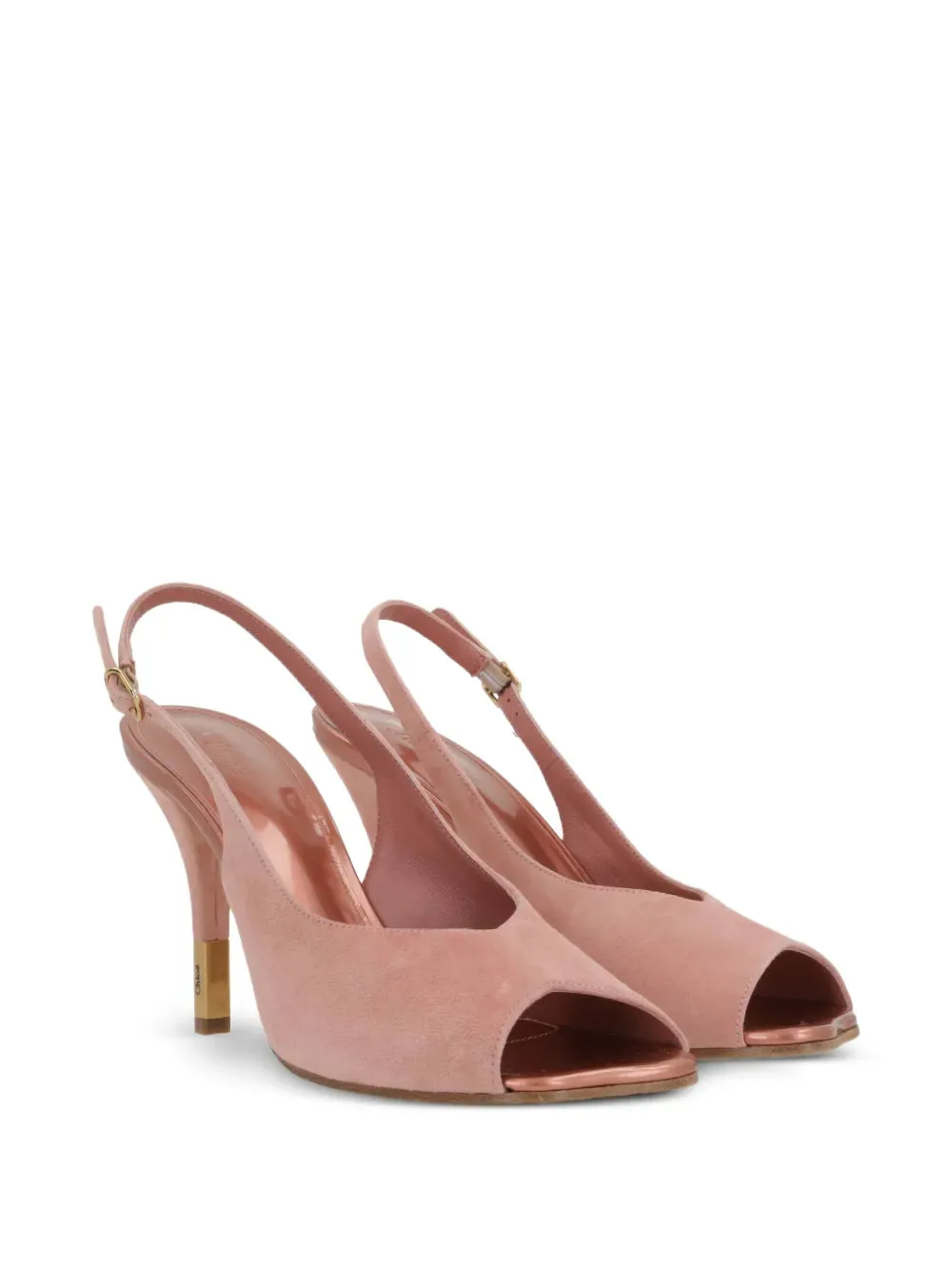 Heeled Flower Sandals in Light Rosewood