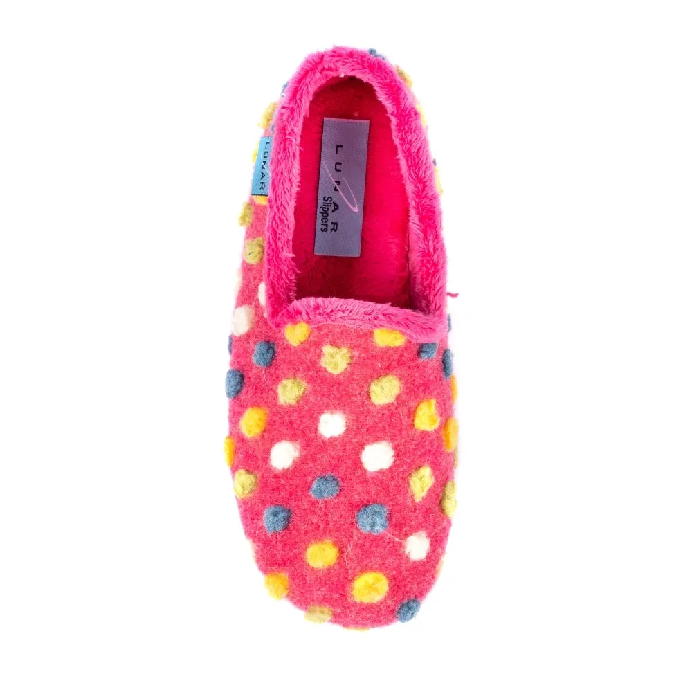Lunar Women's KLA125 Helix Polka Dot Slippers Pink