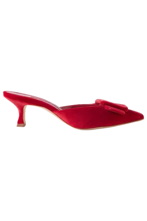 Maysale 50 Buckled Velvet Mules