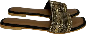 non slip sole Beaded Beige Backless Sandals UK 6 EU 39 
