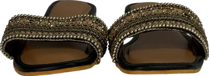 non slip sole Beaded Beige Backless Sandals UK 6 EU 39 