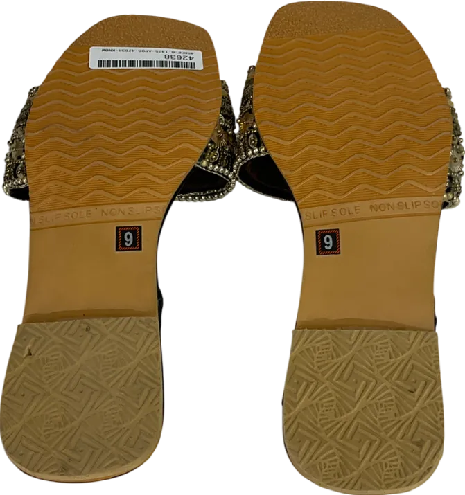 non slip sole Beaded Beige Backless Sandals UK 6 EU 39 