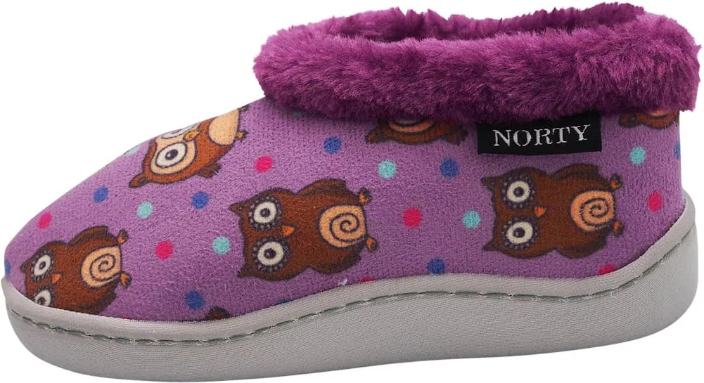 Norty Girls 11-3 Purple Owl Fleece Slipper 17352