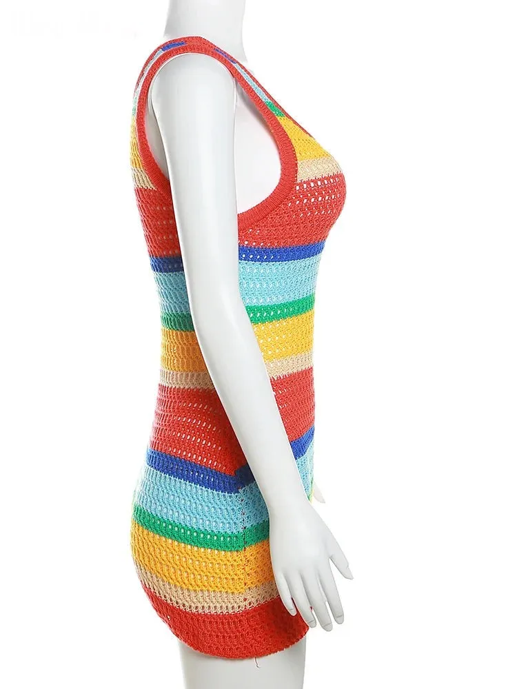 On A Flight To Paradise Crochet Mini Dress