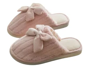 Pink Bow Fuzzy Slippers