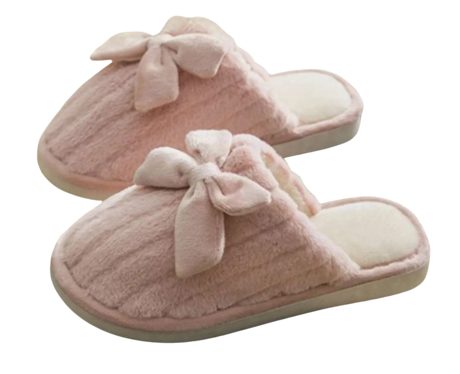 Pink Bow Fuzzy Slippers