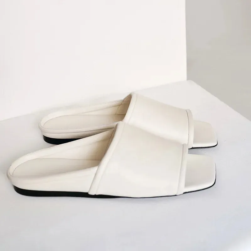 Pre Order:  Flat Mule Square Toe Slippers