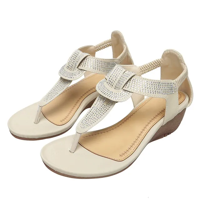 Rhinestone Elastic Bohemian Wedges Sandal