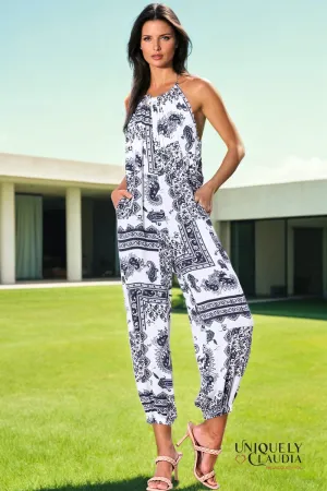 Riley Paisley Print Halter Jumpsuit