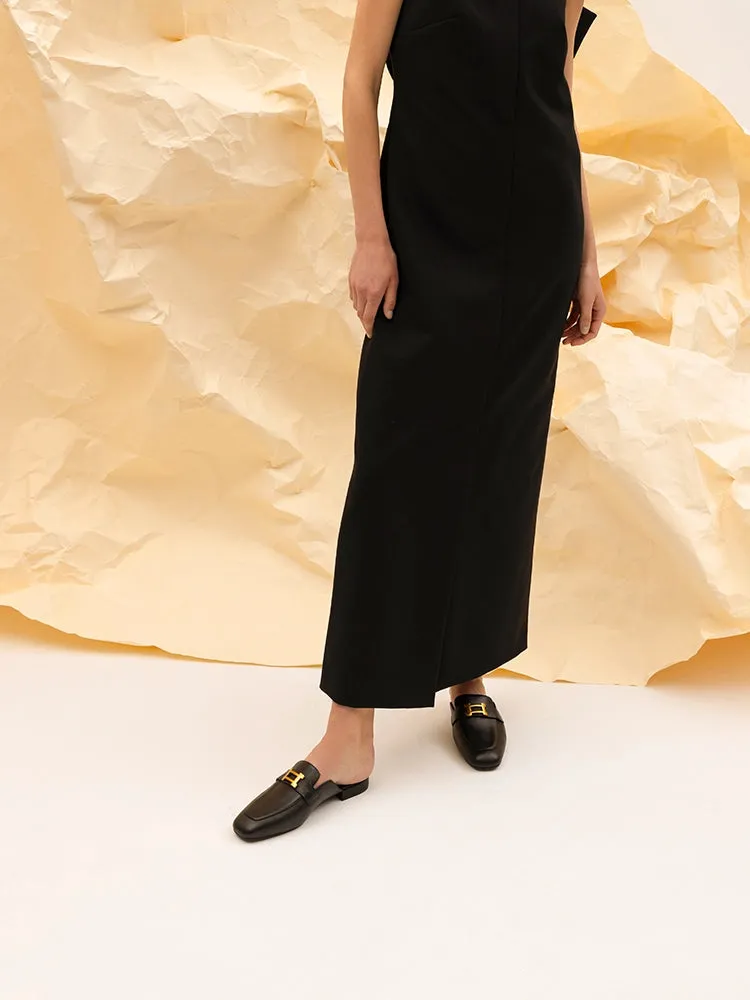 Romee Vintage Gold Buckle Slip On Mules